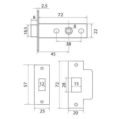 На картинке «Защелка "Trodos" 6-45 CP межкомнатная, хром»