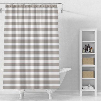 На картинке «Штора для ванной Delphinium "Горизонт" ПВХ 180х200см, 12 колец, бежевый»