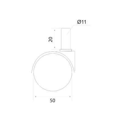 На картинке «Опора колесная "50" (10.02.07) штифт 11х20 без стопора»