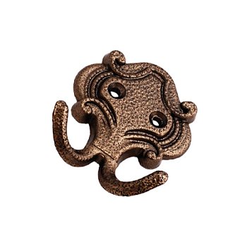 Крючок мебельный 2-х рожковый КМ-4, антик латунь (г.Могилёв)