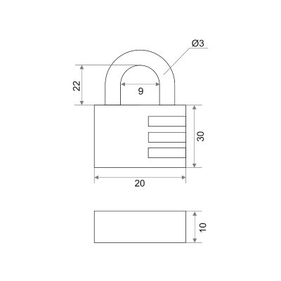 На картинке «Замок навесной "Trodos"(Blister) BC-203 кодовый, латунь»