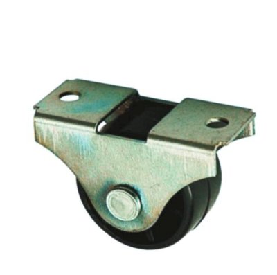 На картинке «Ролик мебельный опорный малый 493-1 планка с пробоем, цинк (М-К)»