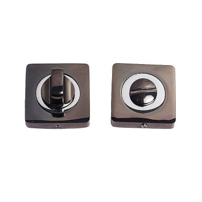 На картинке «Накладка поворотная "Trodos" BK02-AL BN/CP "квадрат" черный никель/хром»