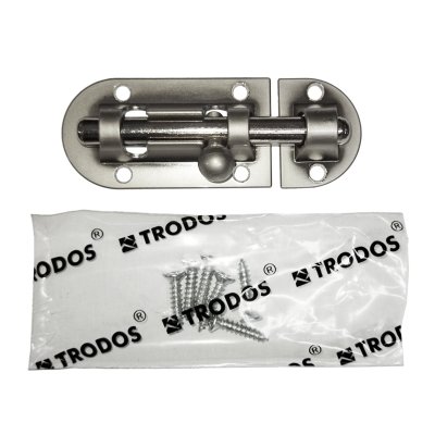 На картинке «Шпингалет накладной "Trodos" 01.01.05 L=70мм SN (никель)»