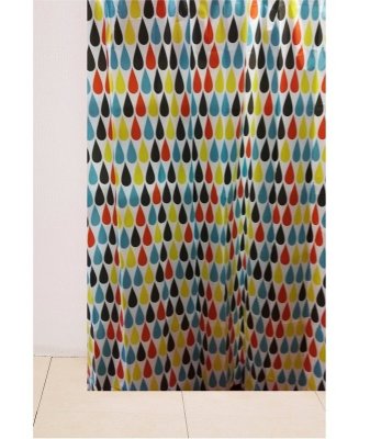 На картинке «Штора для ванной Delphinium "Капли" ПВХ 180х180см, 12 колец, мультиколор»