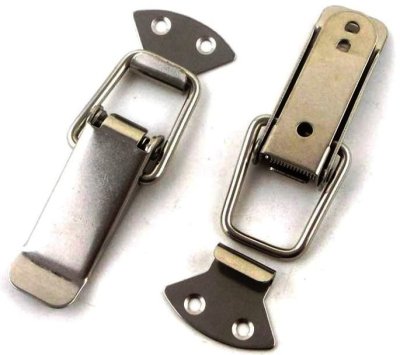 На картинке «Замок-защёлка "Лягушка №4" (105х26мм) большой, подпружиненный, хром»