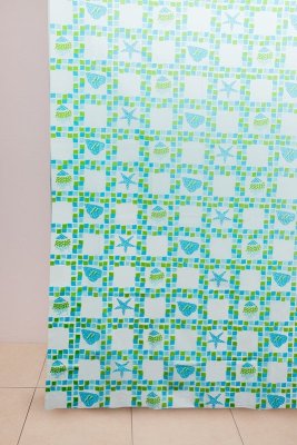 На картинке «Штора для ванной "Delphinium" WS-800 (JSG-004) зелёная180х180*»