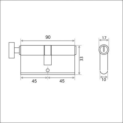 На картинке «Механизм цилиндровый "Trodos ЦАМ"ЦМВП 90-5К 5 перфоключей/вертушка, золото (PB))»