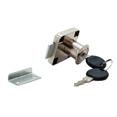 На картинке «Замок мебельный № 138 хром, 2 пластик ключа»