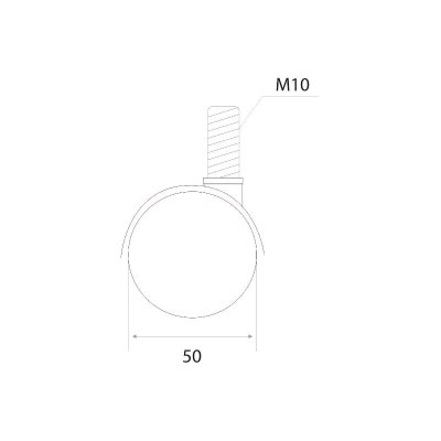 На картинке «Опора колесная "50" (10.02.07) с резьбой М-10 без стопора»