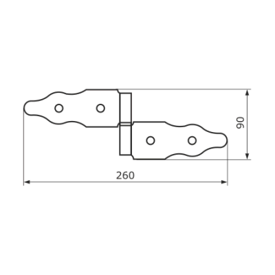На картинке «Петля-стрела фигурная ПС 90х260 "Домарт" чёрная, правая »