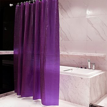 Штора для ванной Zenfort Лаурель 3D ПВХ 180х180см, 12 колец, сиреневый