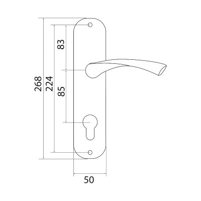 На картинке «Комплект ручек на планке "Trodos"AL76/85-L (B-50мм) SN никель (85мм)»