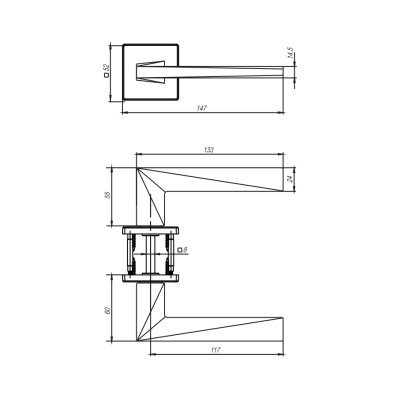 На картинке «Ручка раздельная Vrata "2034" серия 03 slim, черный матовый»