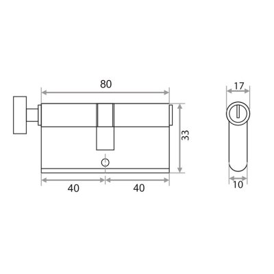 На картинке «Механизм цилиндровый "Trodos Латунь"ЦМВП 80-5К 5 перфоключей/вертушка, золото (PB)*»