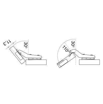 На картинке «Петля мебельная  для угловых дверей +30° SLIDE-ON (11.16.02) »
