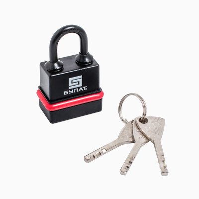 На картинке «Замок навесной БУЛАТ ВС 3-Н55 ПЛ всепогодный 5кл. d=8мм Замок навесной»