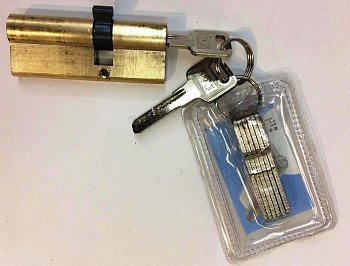 Механизм цилиндровый Евродверь AL100мм(32,5х67,5) перекодируемый, 2+5 ключей, алюминий