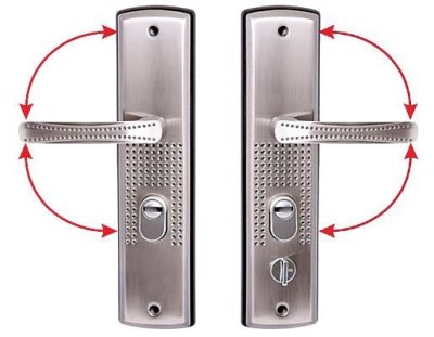 На картинке «Комплект ручек для китайской двери "Перфорация Универсал"»