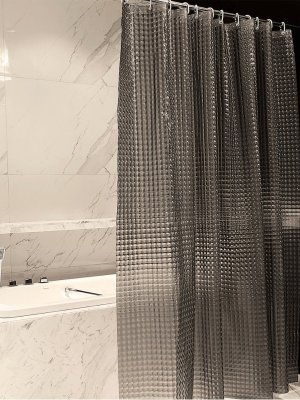 На картинке «Штора для ванной Zenfort "Лаурель 3D" ПВХ 180х180см, 12 колец, дымчатый»