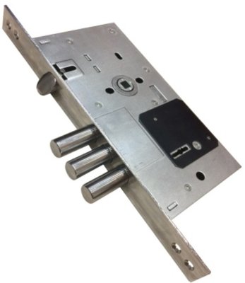 На картинке «Замок врезной "252RL" сувальдный с защёлкой (под KALE) хром-»