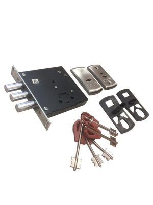 На картинке «Замок врезной "Верхний  2514C-3P" 3 круглых ригеля d-14мм, сувальдный "ломаный ключ" (BZ-3)»