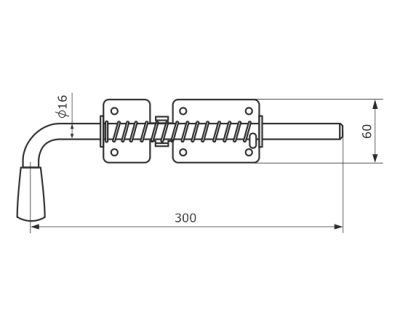 На картинке «Засов гаражный 300 мм, чёрный, подпружиненный (Домарт)»