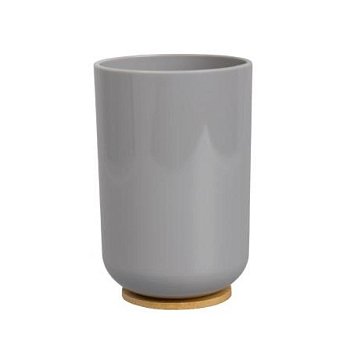 Стакан д/зубн. щеток пластик бамбук Gray PS0112JA-TB