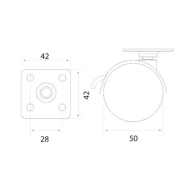 На картинке «Опора колесная "50" (10.02.07) с тормозом»
