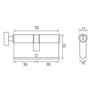 На картинке «Механизм цилиндровый "Trodos ЦАМ"ЦМВ 70-5К 5 ключей/вертушка, хром (CP)»