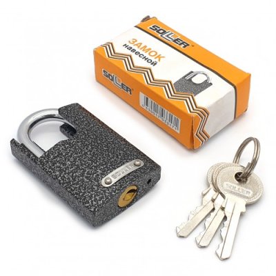 На картинке «Замок навесной SOLLER ВС-HB-60-ЗД (60 мм) с защищённой дужкой»