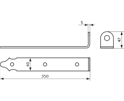 На картинке «Проушина угловая 350х45х40х5мм "Домарт" чёрная »