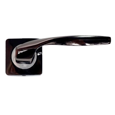 На картинке «Ручка дверная "Trodos" AL-02-L228 BN/CP "квадрат" черный никель/хром»