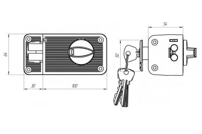 На картинке «Замок накладной ЗН 2-3 "Зенит" серебро»
