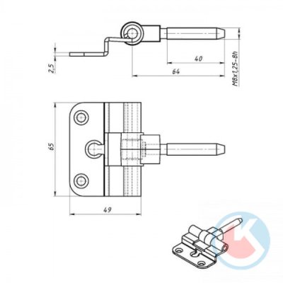 На картинке «Петля дверная FT-65 серая (г.С-Петербург)»