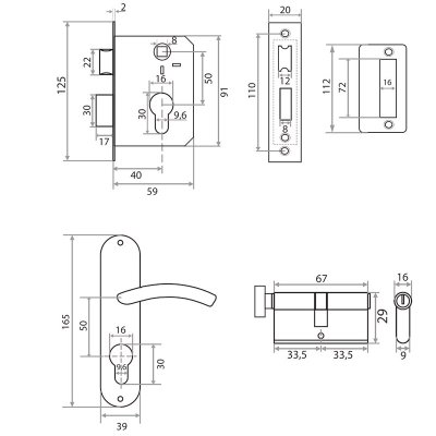 На картинке «Замок врезной "Trodos" ЗВ50/76-70ЦМB вертушка (SN) никель»