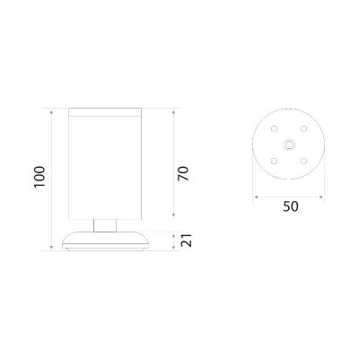 На картинке «Опора мебельная "587" 10.03.07 (50*100мм) серебро*»