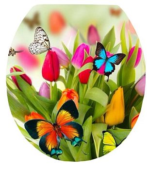 Сиденье д_унитаза мягкое SYL-2036 бабочки зелёное