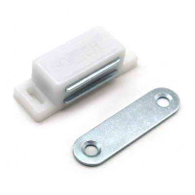 На картинке «Магнит мебельный L-45 h-14 мм белый »