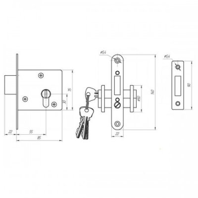 На картинке «Замок врезной ЗВ1-2 "Зенит"»