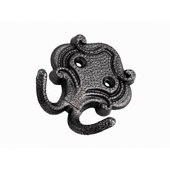 Крючок мебельный 2-х рожковый КМ-4, антик серебро (г.Могилёв)