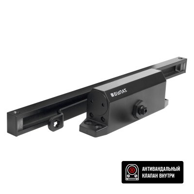 На картинке «Доводчик дверной БУЛАТ ARCTIC ДД 502/4 AH-B (40-90 кг) черный  со скольз. тягой, »