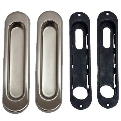 На картинке «Ручки для раздвижных дверей "Trodos" овал h-152 мм, сатин (S/CR)(пара)»