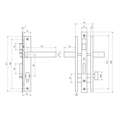 На картинке «Замок врезной с/руч СТАНДАРТ 8520.02.9005 черный, ключ-вертушка »
