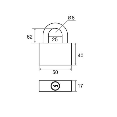 На картинке «Замок навесной "Trodos" (Box) BC-BL5-50L длинная дужка латунь»