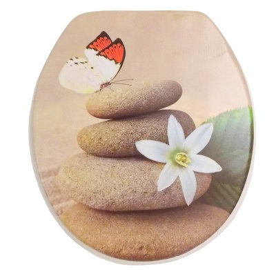 На картинке «Сиденье д/унитаза мягкое SYL-2036 "Гибискус" белый»