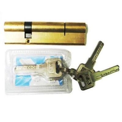 На картинке «Механизм цилиндровый "Евродверь3"115мм(42,5х72,5) перекодируемый, 2+6 ключей, латунь»