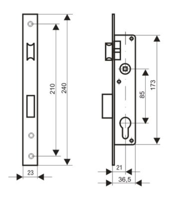 На картинке «Замок врезной ЗВ "Tommy" Leksa 7011-20 узкопрофильный, черный (B 85мм)»