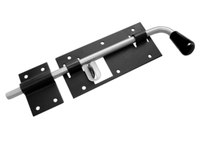 На картинке «Засов гаражный 400 мм мод.2 с проушиной, черный (Домарт)»