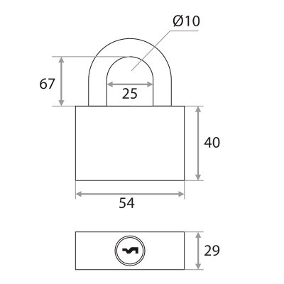 На картинке «Замок навесной "Trodos"(Blister) ВС-АL-4L длинная дужка, серый»
